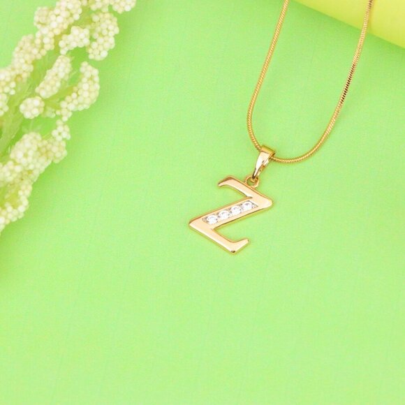 "Rose Gold Alphabet Z Pendant with Sparkling Stones, XPPT1375 - Picture 12 of 13